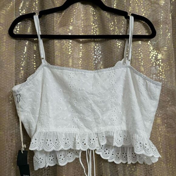 West of Melrose White Eyelet Lace Up Corset Top XL NWT - Picture 2 of 10